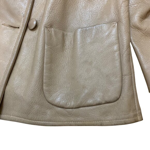 Custom-Made VTG 60s Deerskin Tan Leather Jacket Womens SZ Medium Custom Coat USA - Picture 5 of 9